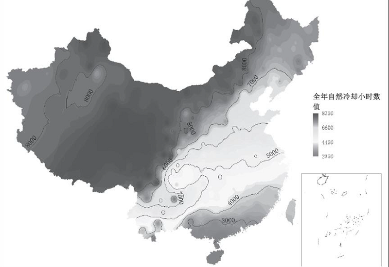 图2 中国风侧直接自然冷却时长分布图（小时 年）.jpg